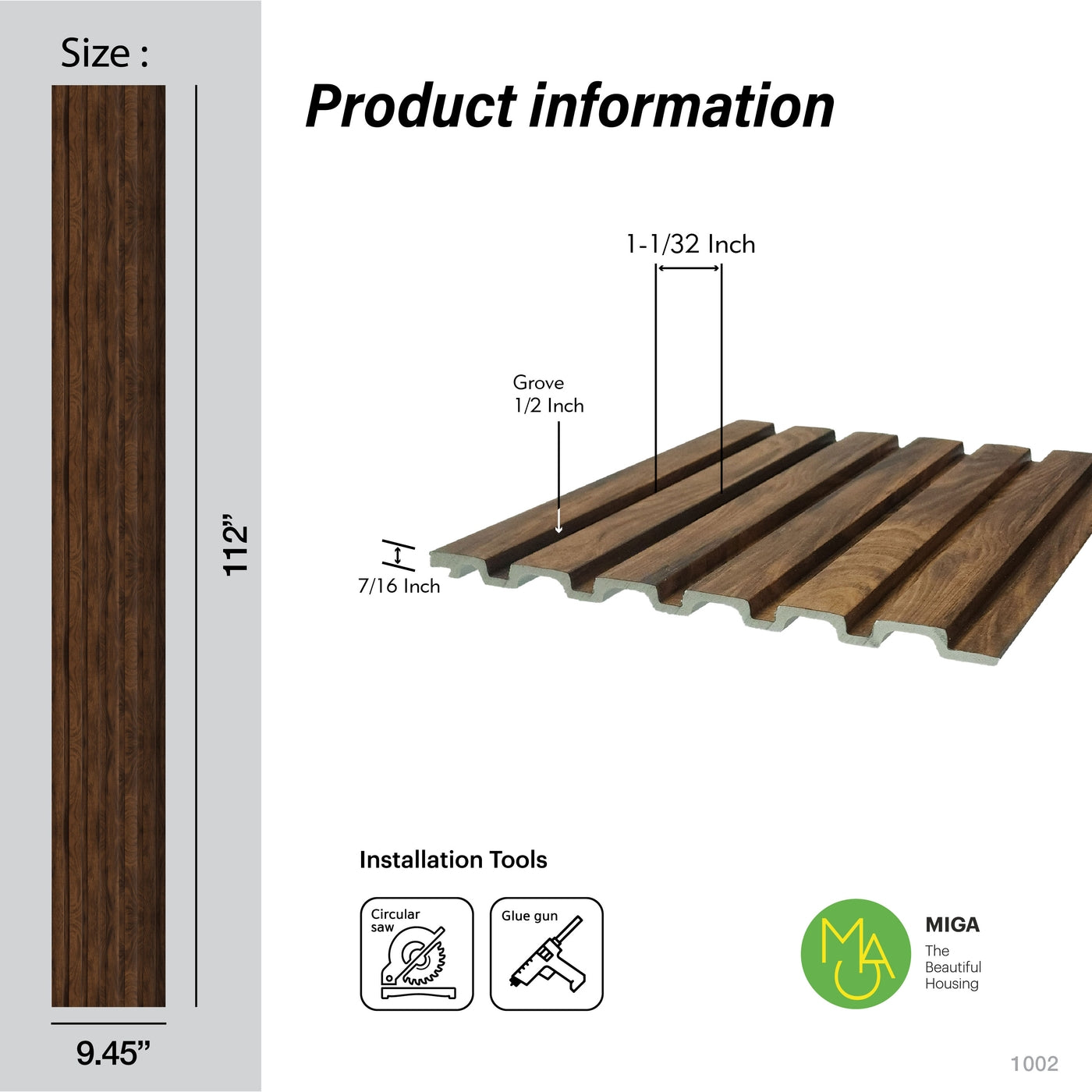 Alder Large Slatted Polypropylene Interior Decorative Wall Panel