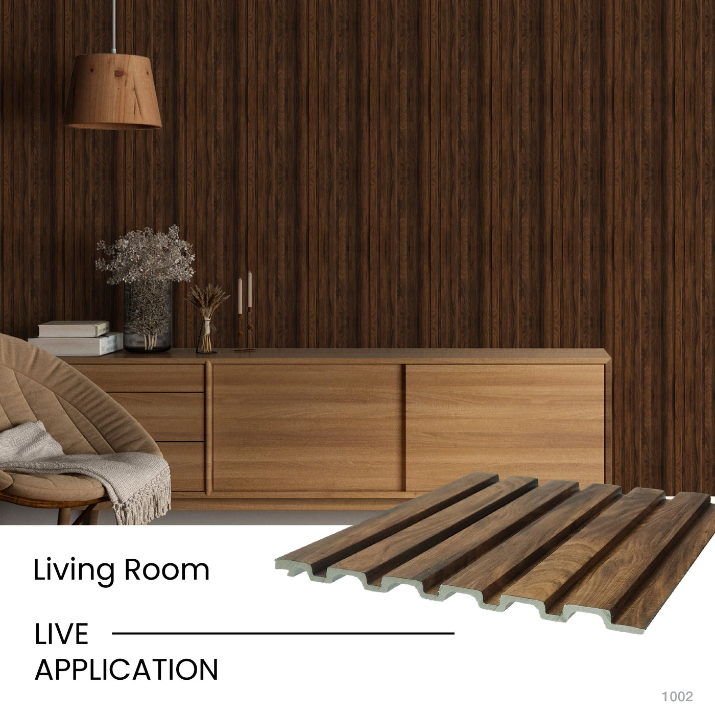 Alder Large Slatted Polypropylene Interior Decorative Wall Panel
