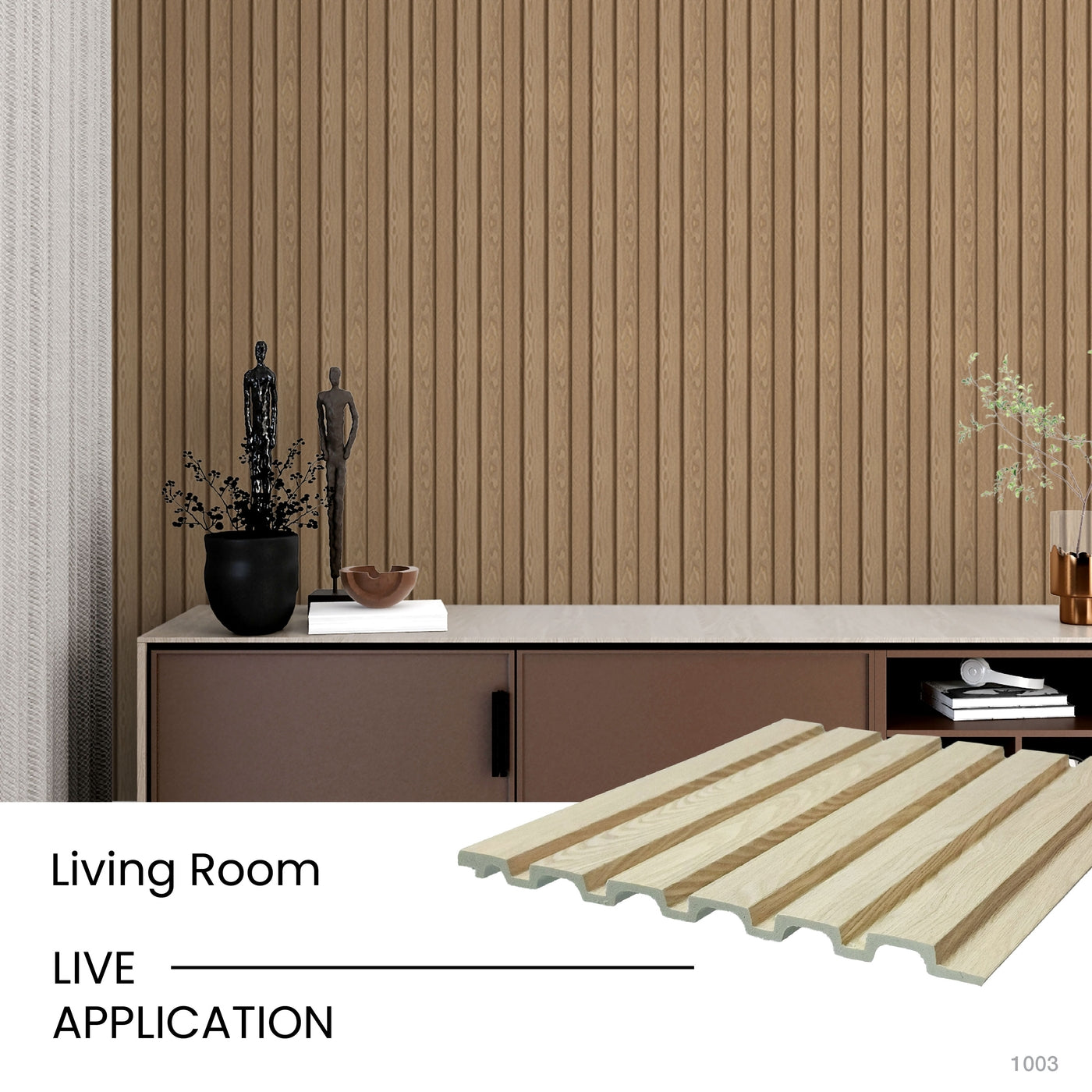 White Oak Large Slatted Polypropylene Interior Decorative Wall Panel