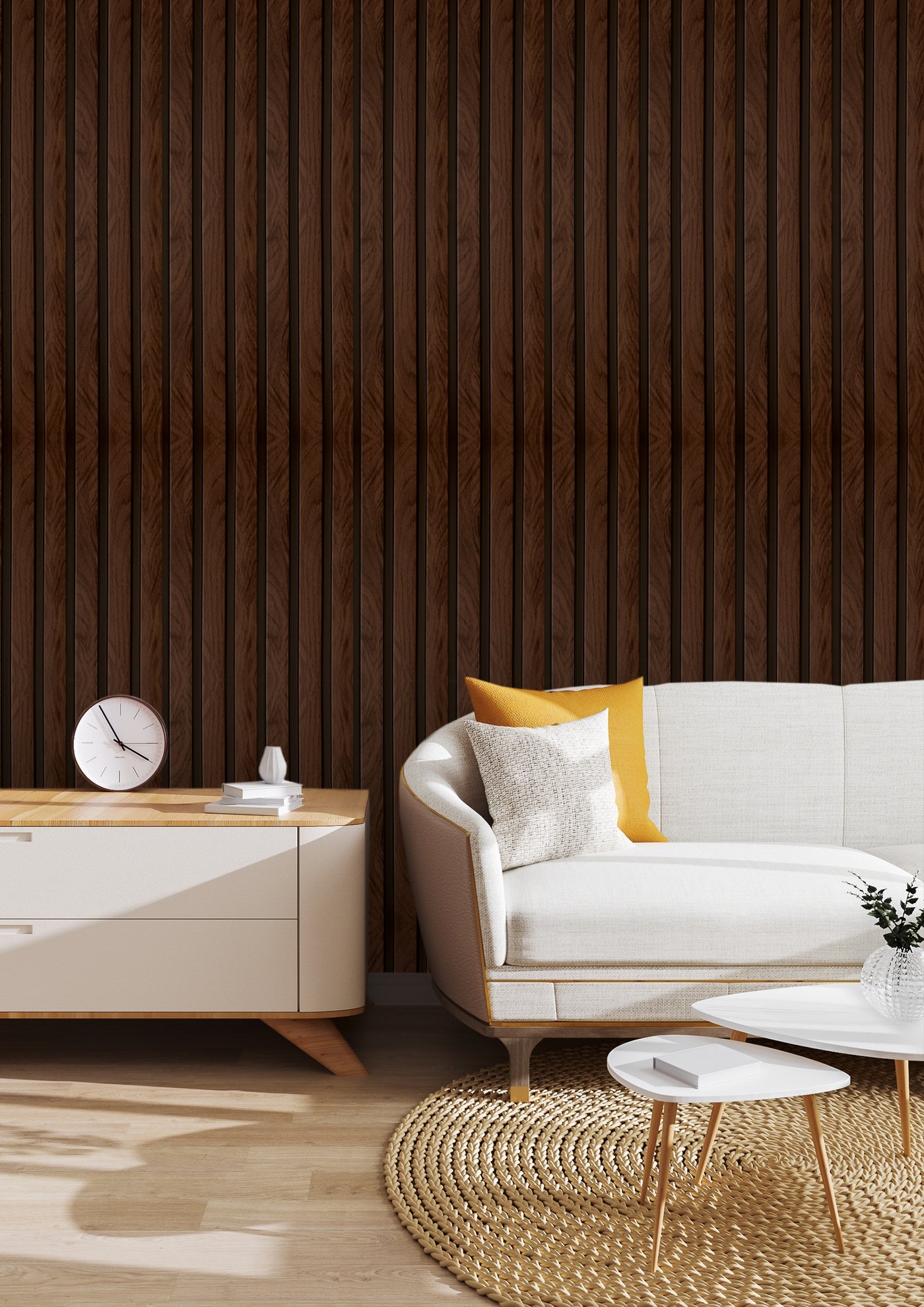 Red Oak Slatted Polypropylene Interior Decorative Wall Panel