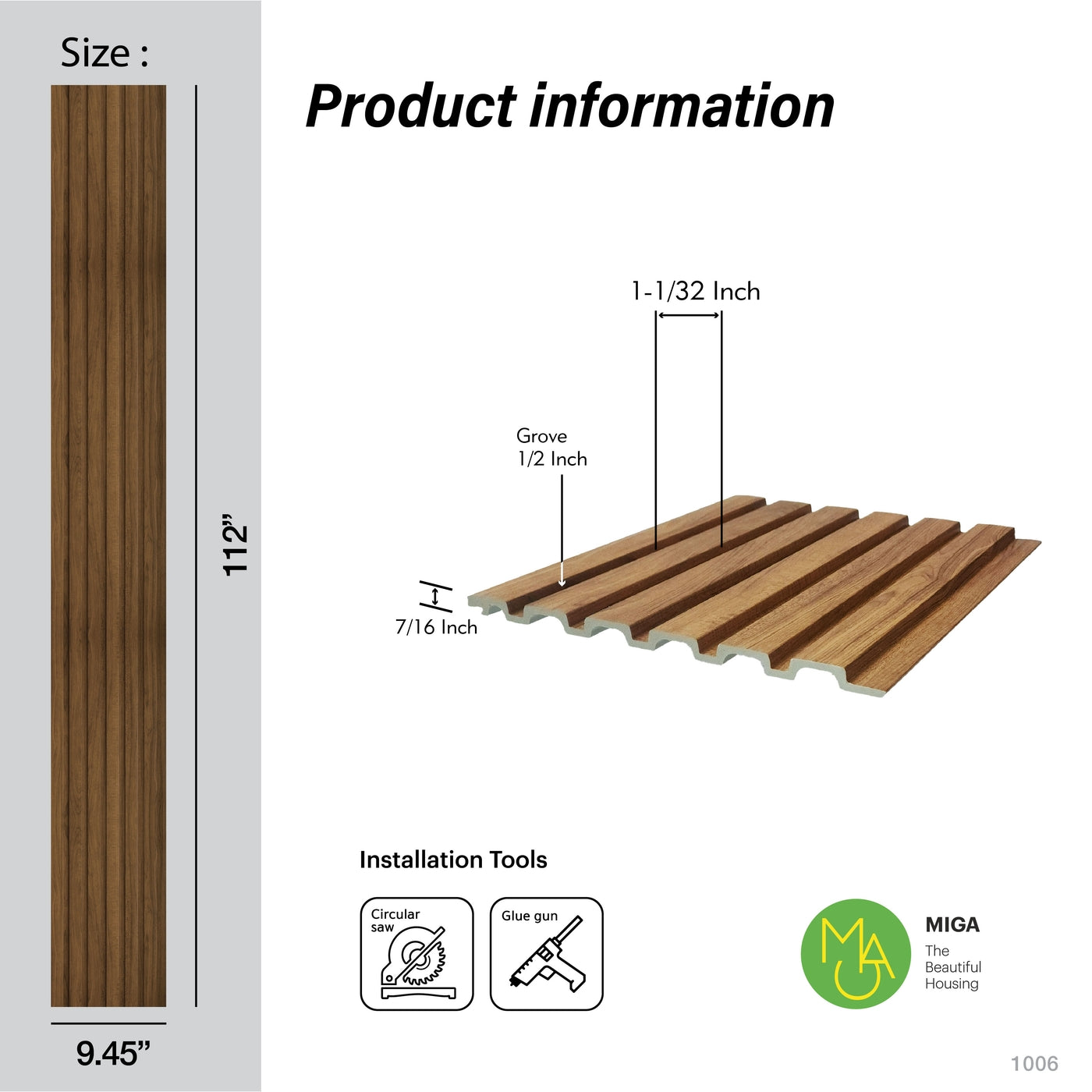 Golden Oak Large Slatted Polypropylene Interior Decorative Wall Panel