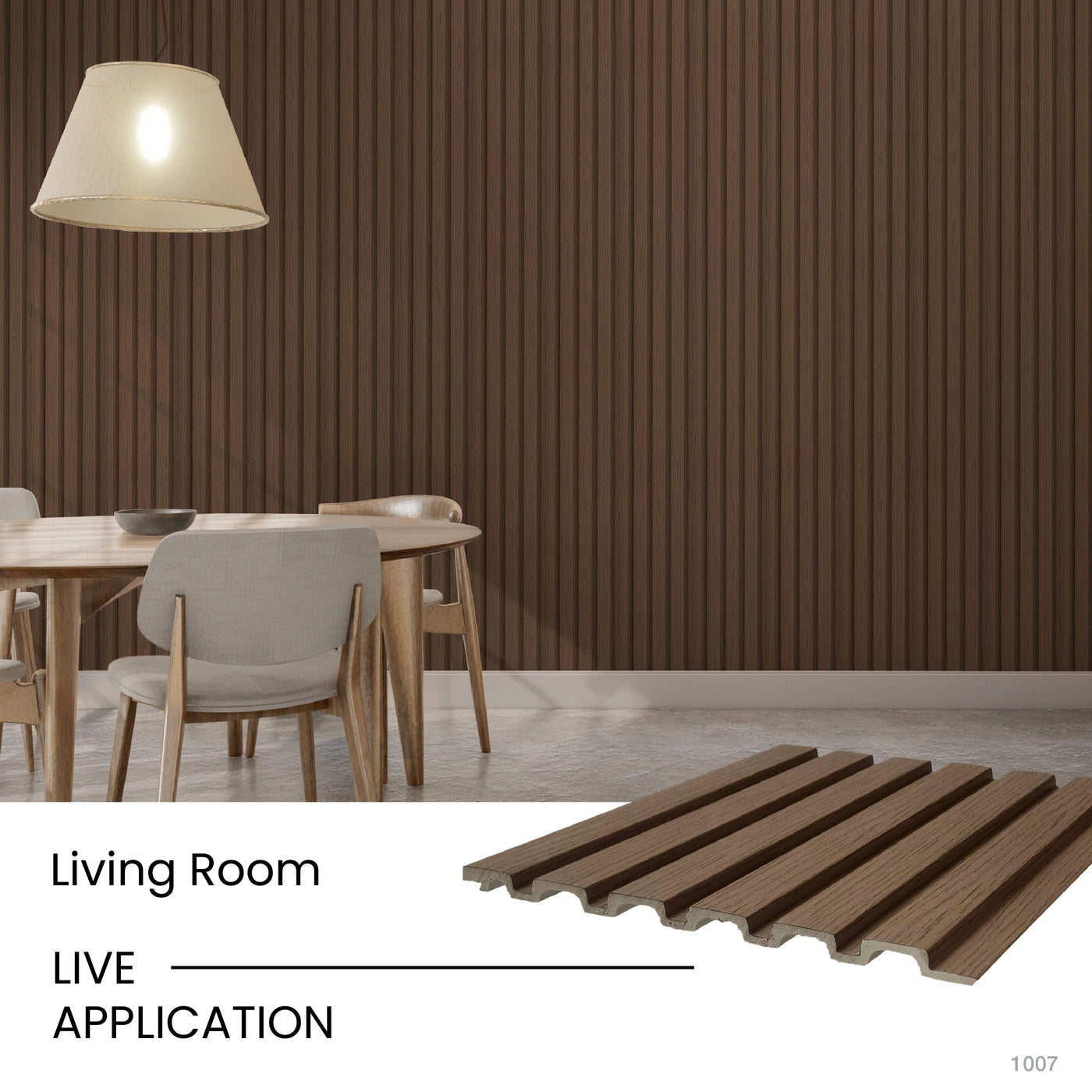 Walnut Large Slatted Polypropylene Interior Decorative Wall Panel