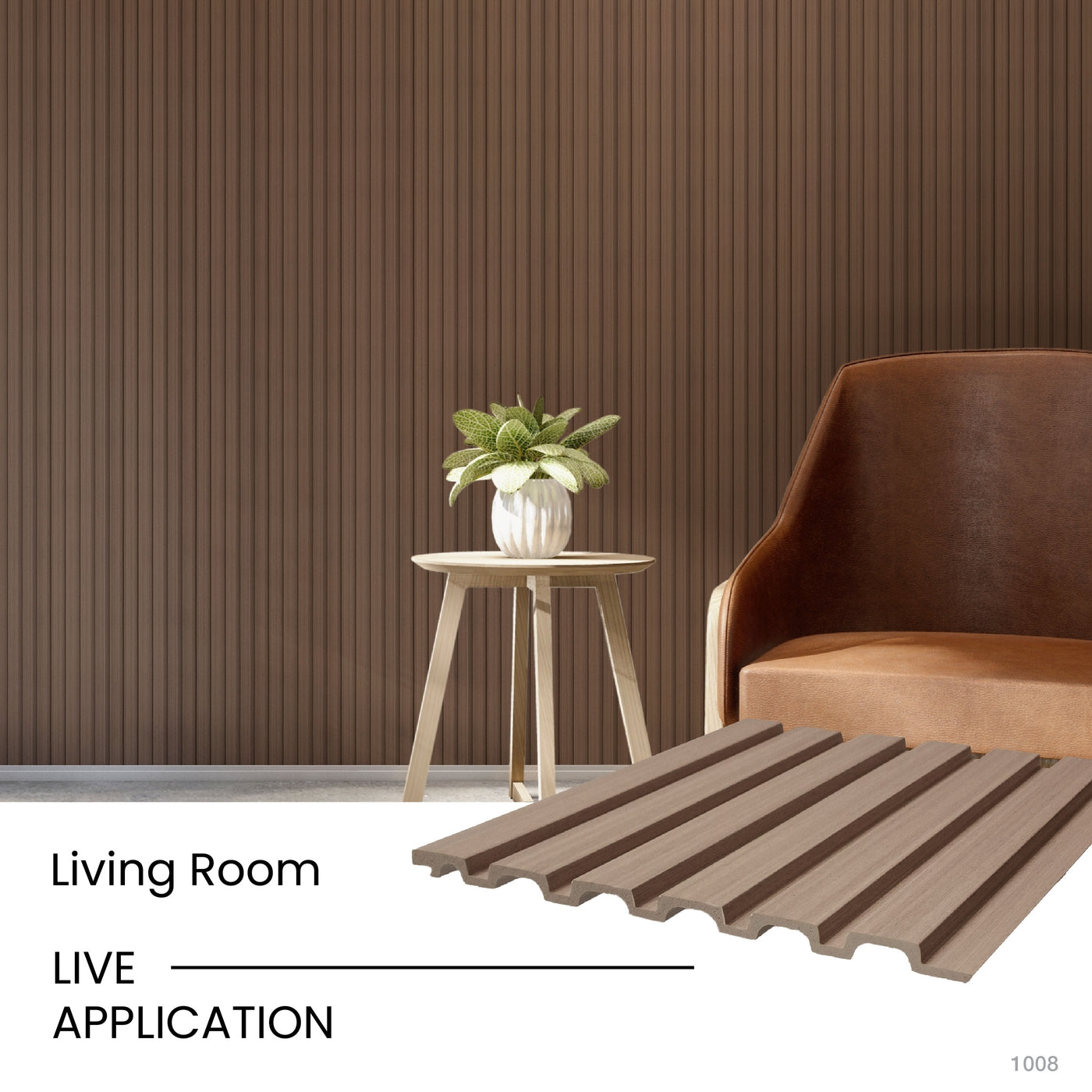 Driftwood Beige Large Slatted Polypropylene Interior Decorative Wall Panel