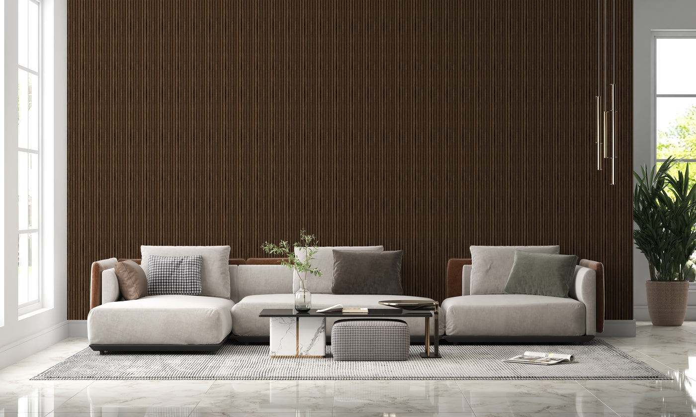 Dark Oak Medium Slatted Polypropylene Interior Decorative Wall Panel