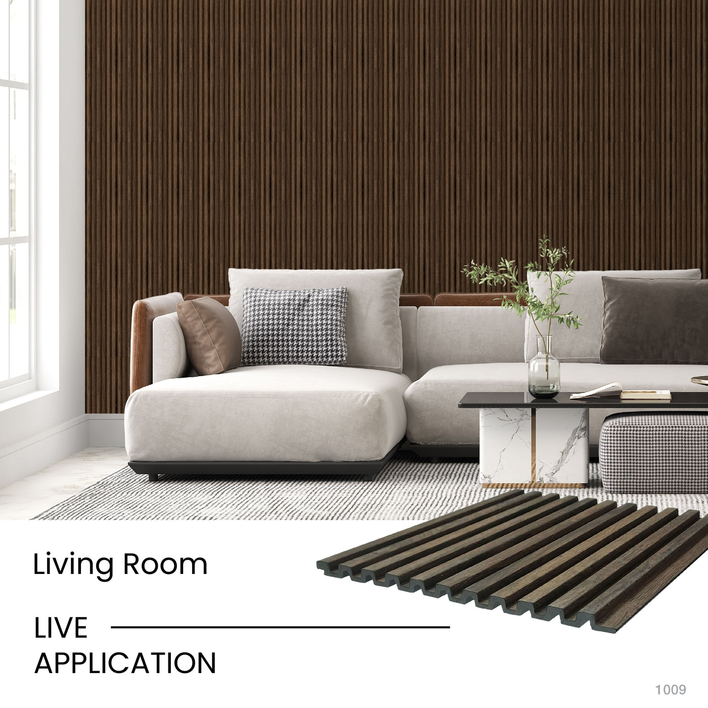 Dark Oak Medium Slatted Polypropylene Interior Decorative Wall Panel