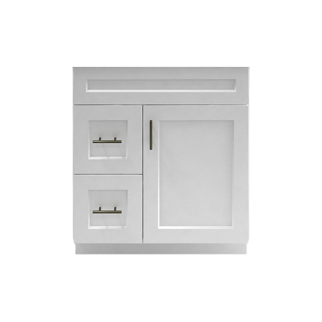 RTA White Shaker 30" Freestanding Bathroom Vanity Combo Base with Optional Quartz or Ceramic Countertop