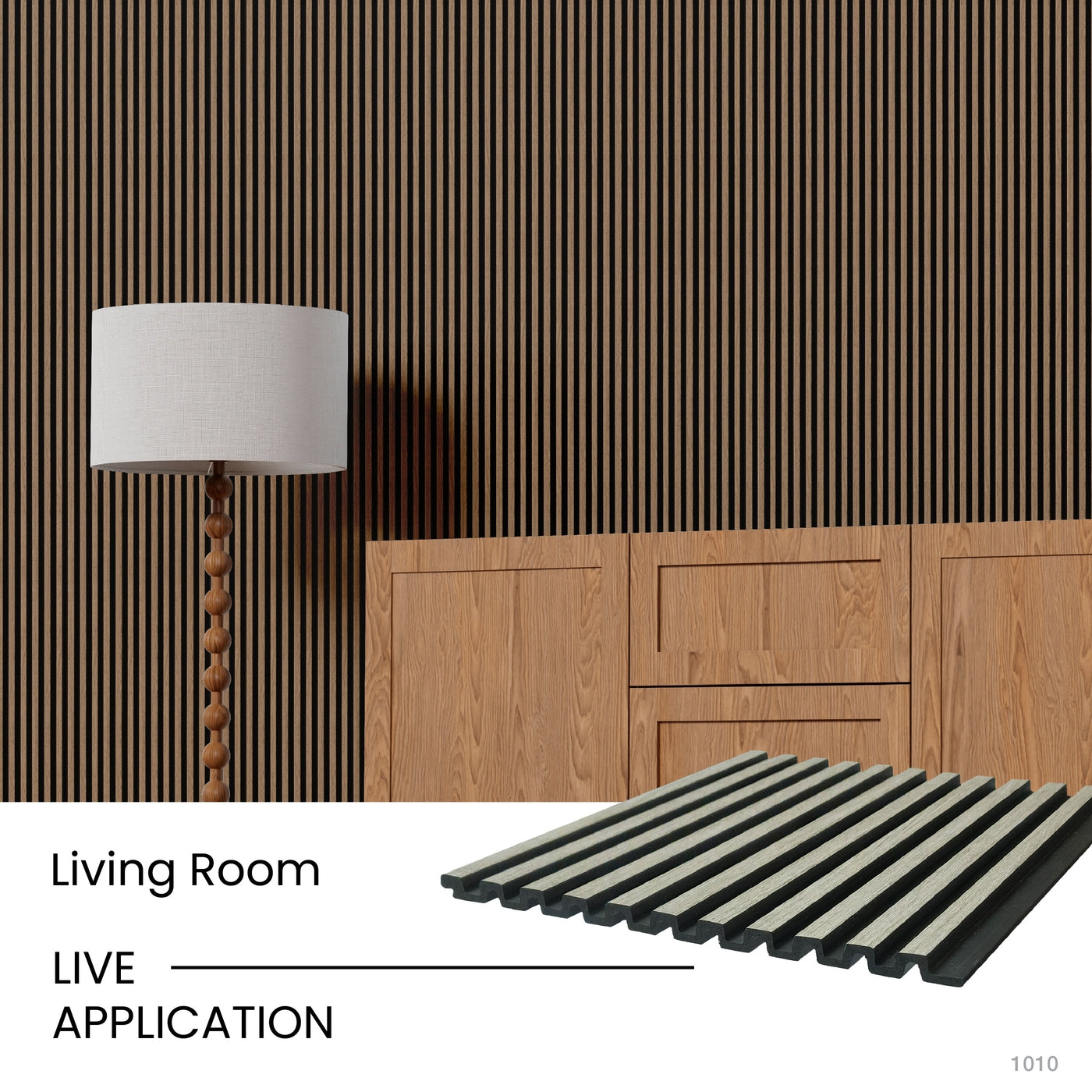Light Oak Two-Tone Medium Slatted Polypropylene Interior Decorative Wall Panel