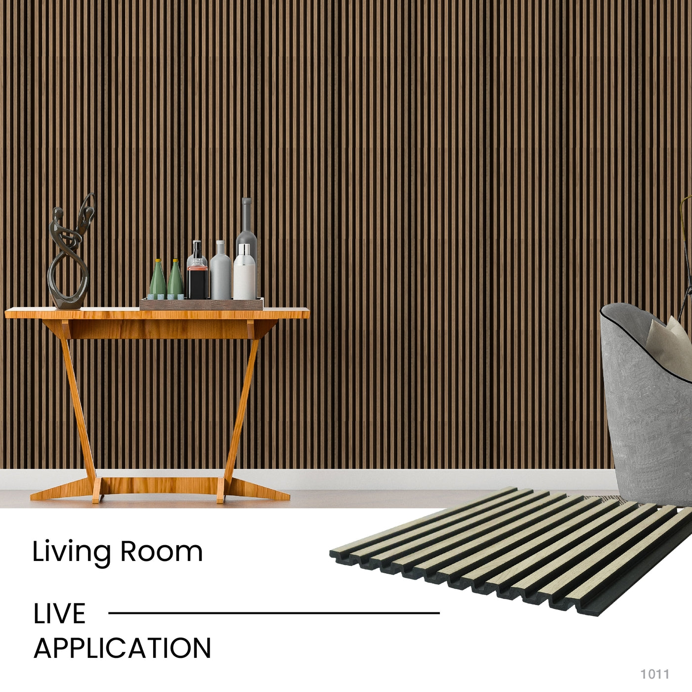 Yellow Oak Two-Tone Medium Slatted Polypropylene Interior Decorative Wall Panel