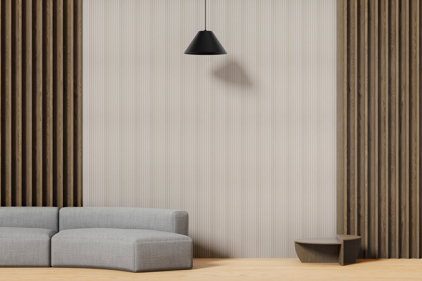 Creamy White Medium Slatted Polypropylene Interior Decorative Wall Panel