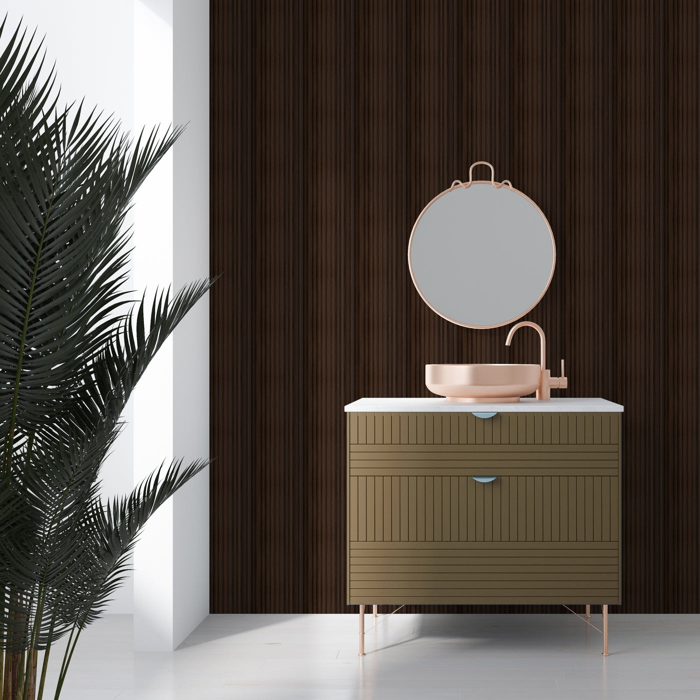 Wenge Slatted Polypropylene Interior Decorative Wall Panel