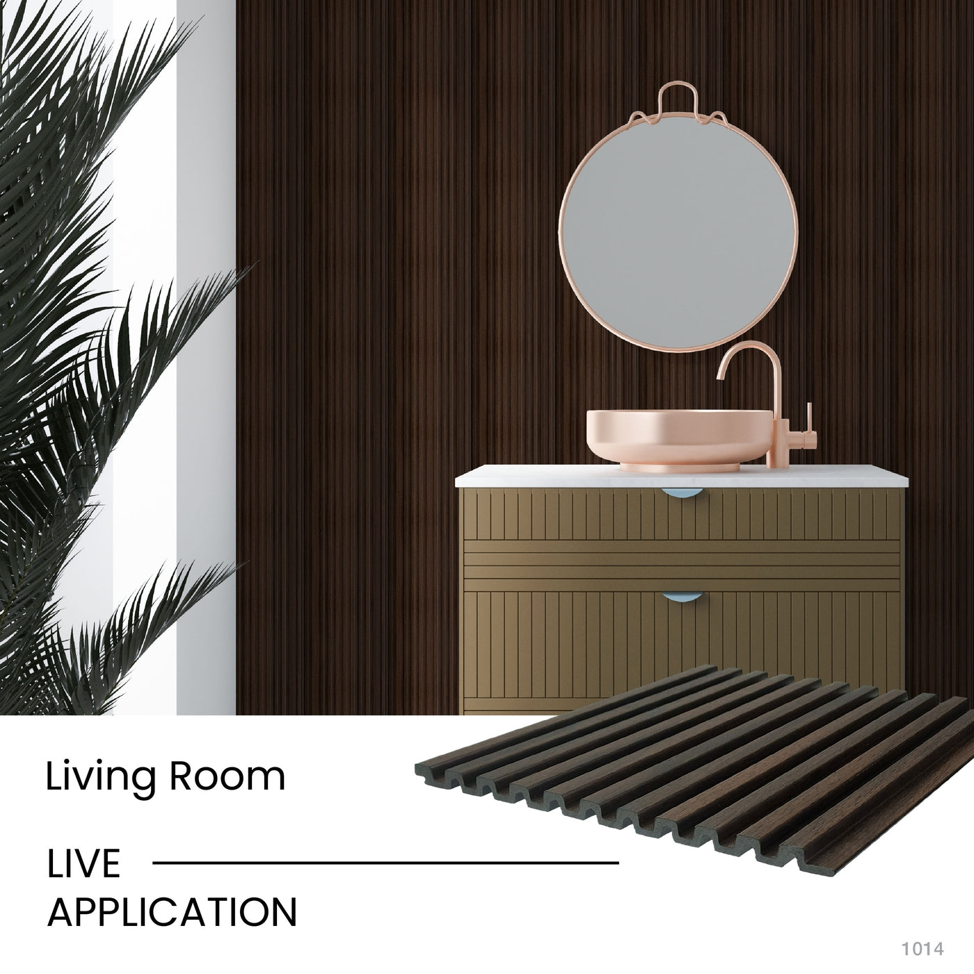 Wenge Slatted Polypropylene Interior Decorative Wall Panel