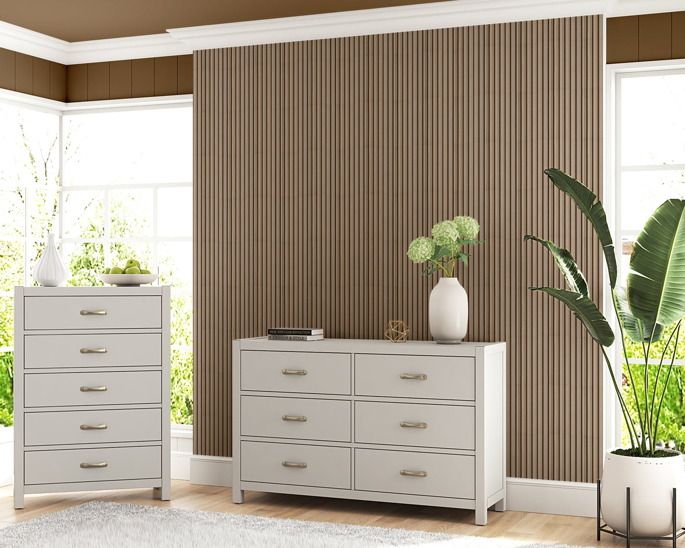 Ivory Wash Two-Tone Fluted Polypropylene Interior Decorative Wall Panel
