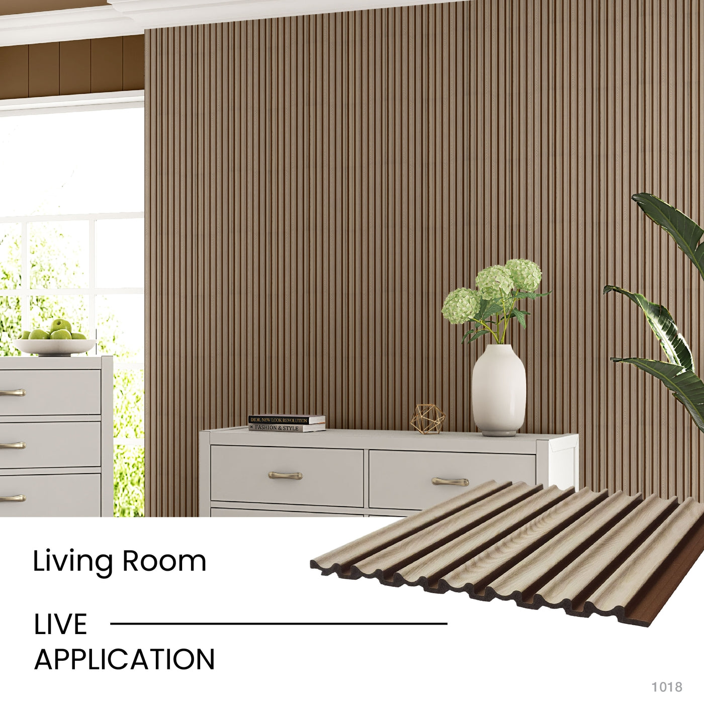 Ivory Wash Two-Tone Fluted Polypropylene Interior Decorative Wall Panel