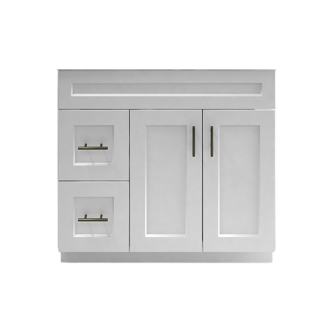 RTA White Shaker 36" Freestanding Bathroom Vanity Combo Base with Optional Quartz or Ceramic Countertop