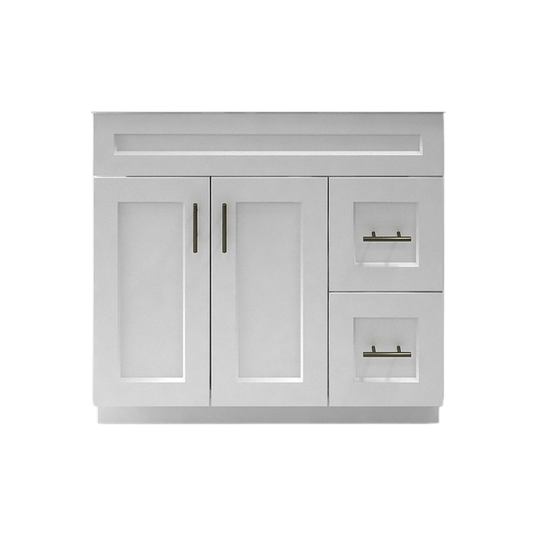 RTA White Shaker 36" Freestanding Bathroom Vanity Combo Base with Optional Quartz or Ceramic Countertop