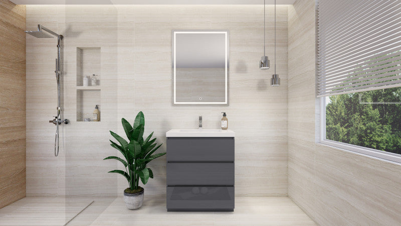 Angeles 30" Freestanding Bathroom Vanity with Reinforced Acrylic Integrated Sink Top