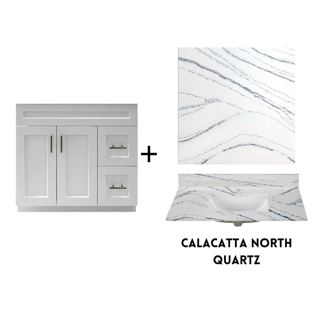 RTA White Shaker 36" Freestanding Bathroom Vanity Combo Base with Optional Quartz or Ceramic Countertop