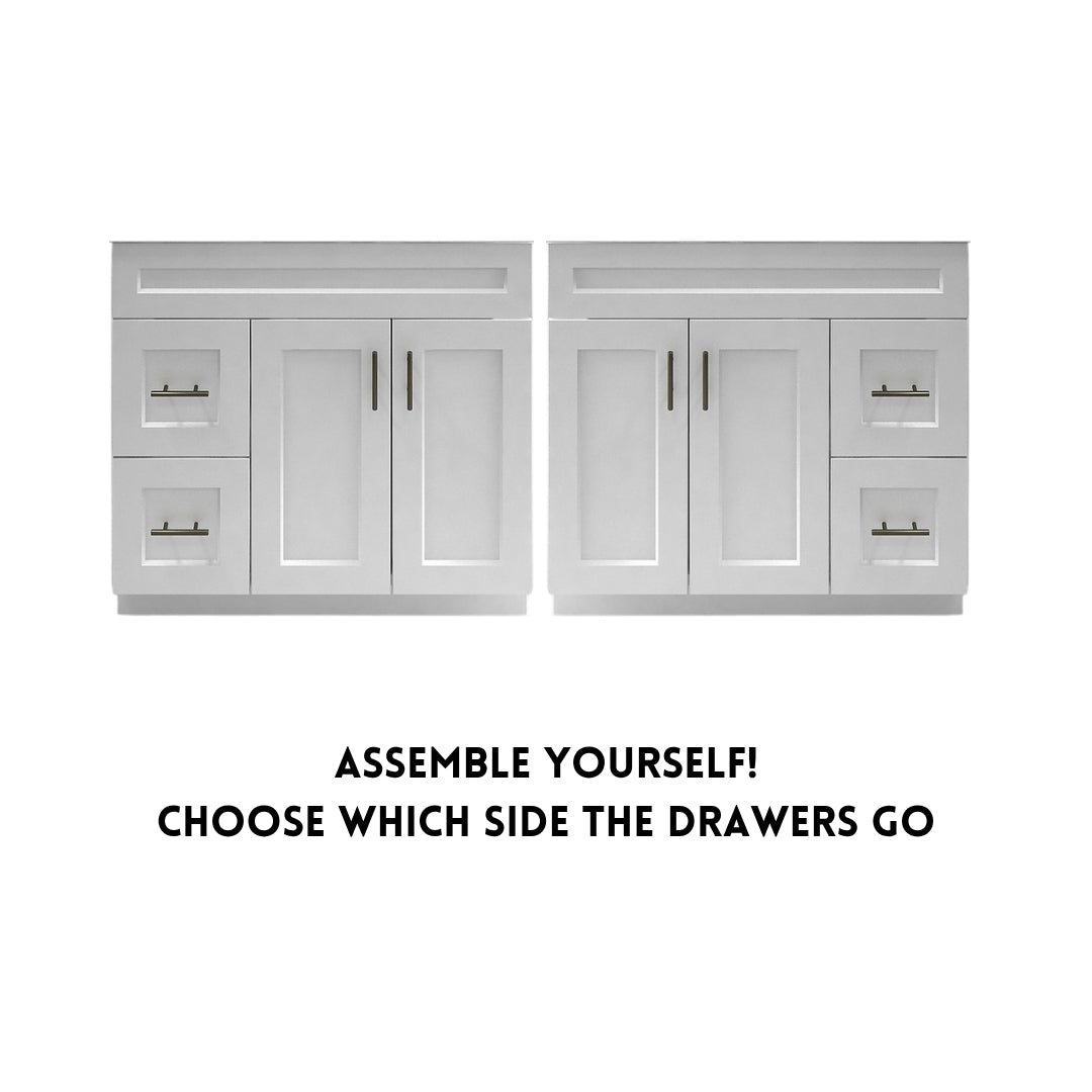RTA White Shaker 36" Freestanding Bathroom Vanity Combo Base with Optional Quartz or Ceramic Countertop