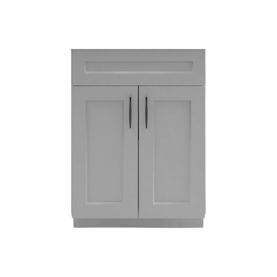 RTA Light Grey Shaker 24" Freestanding Bathroom Vanity Sink Base with Optional Quartz or Ceramic Countertop