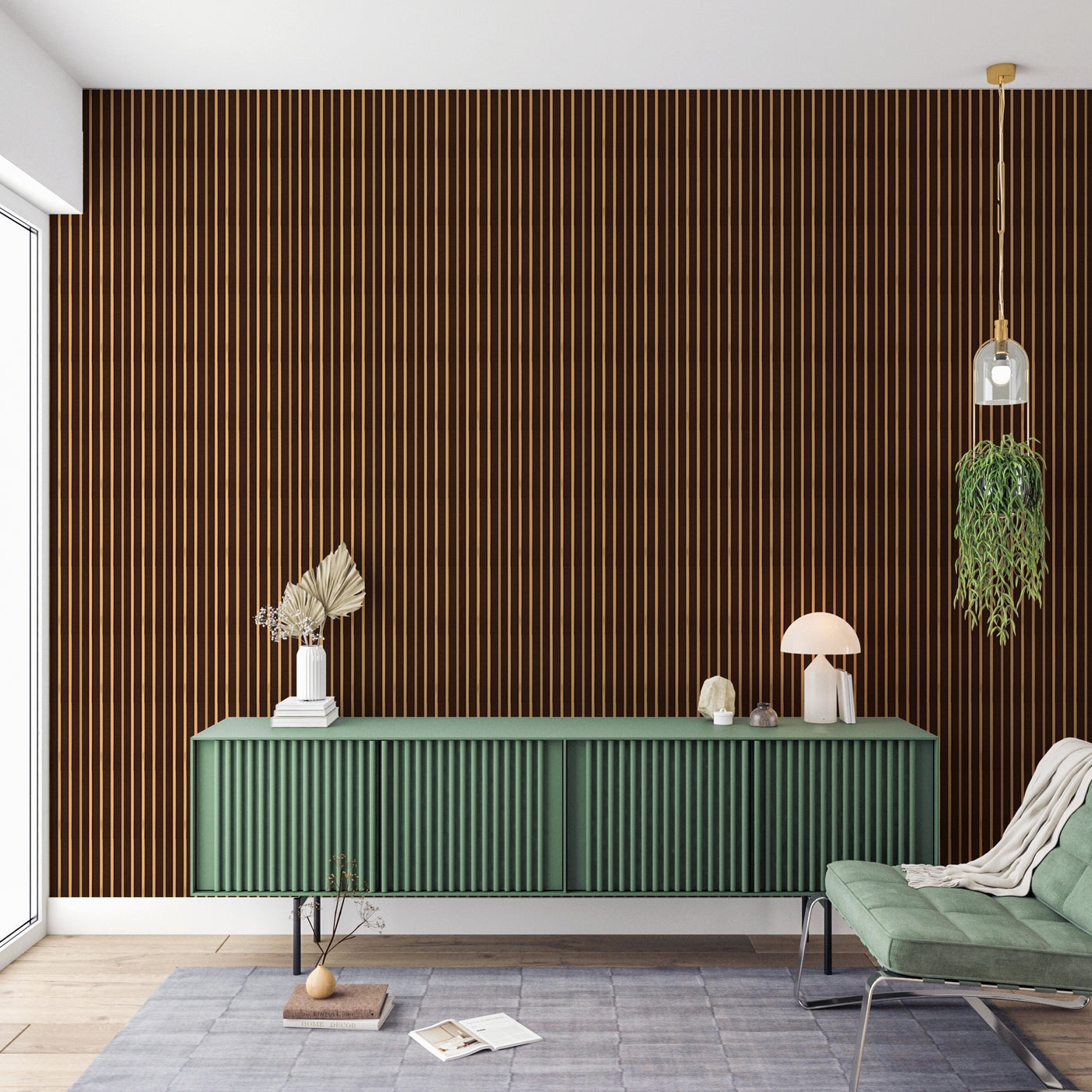 Auric Embossed and Large Slatted Polypropylene Interior Decorative Wall Panel