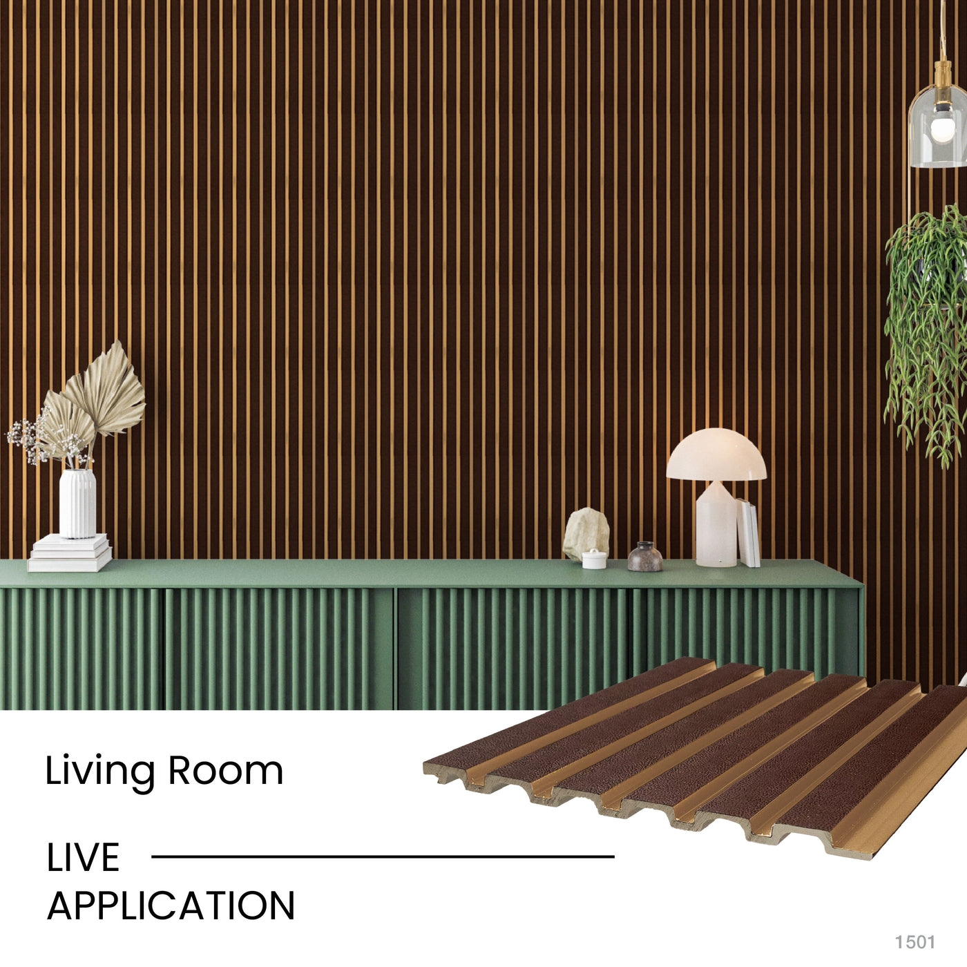 Auric Embossed and Large Slatted Polypropylene Interior Decorative Wall Panel