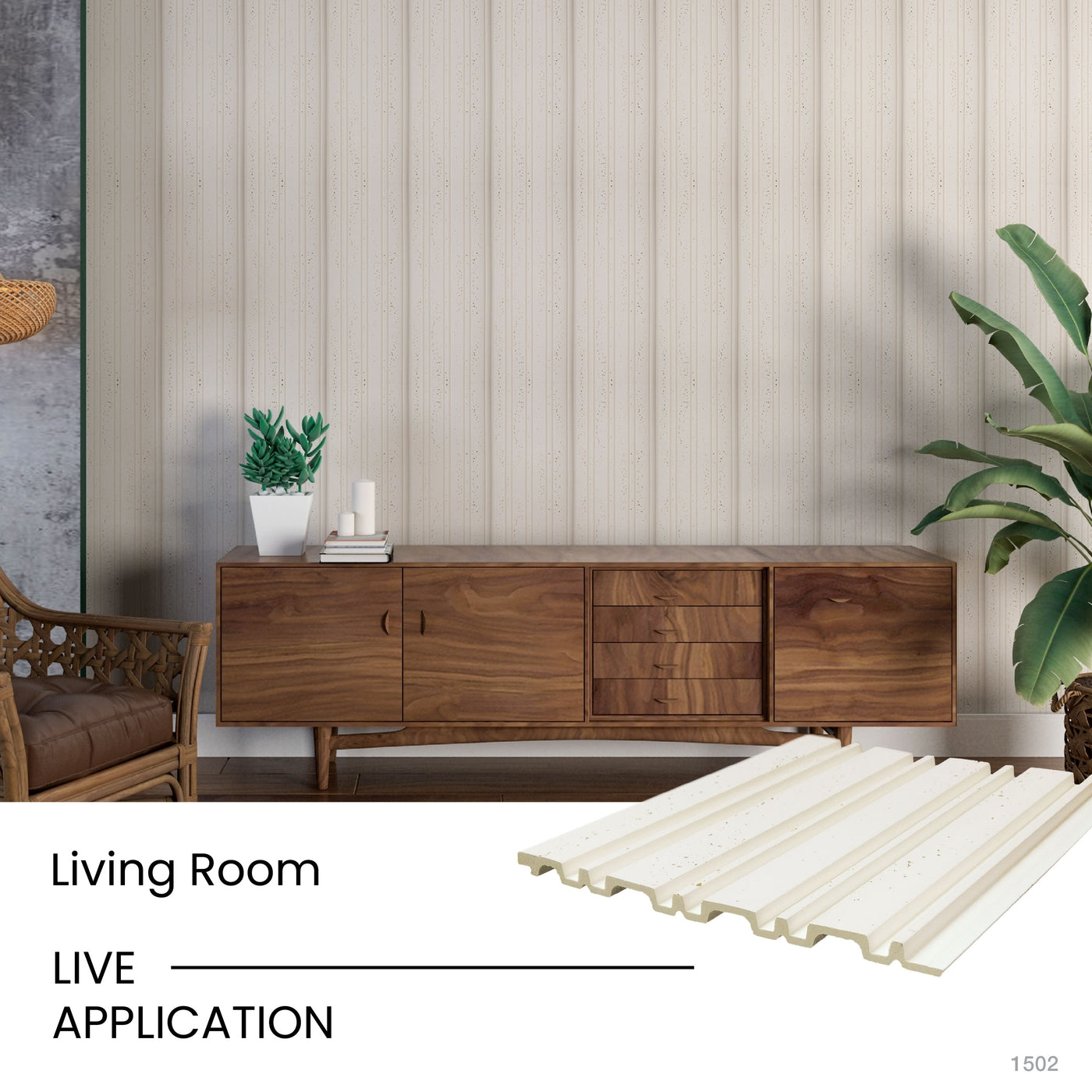 Gilded Fleck Multi Width Slatted Polypropylene Interior Decorative Wall Panel
