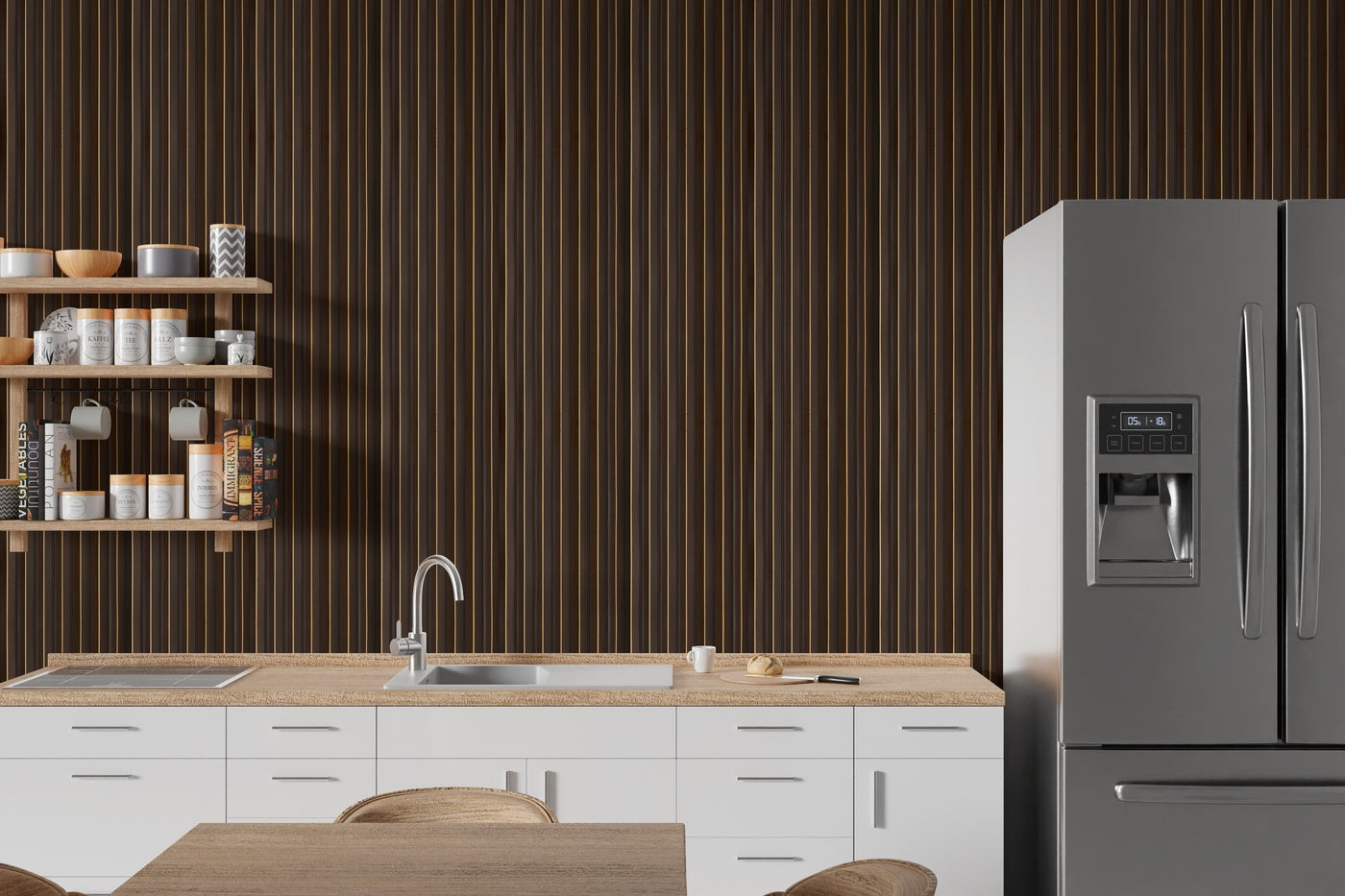 Gilded Dark Oak Corrugated Polypropylene Interior Decorative Wall Panel