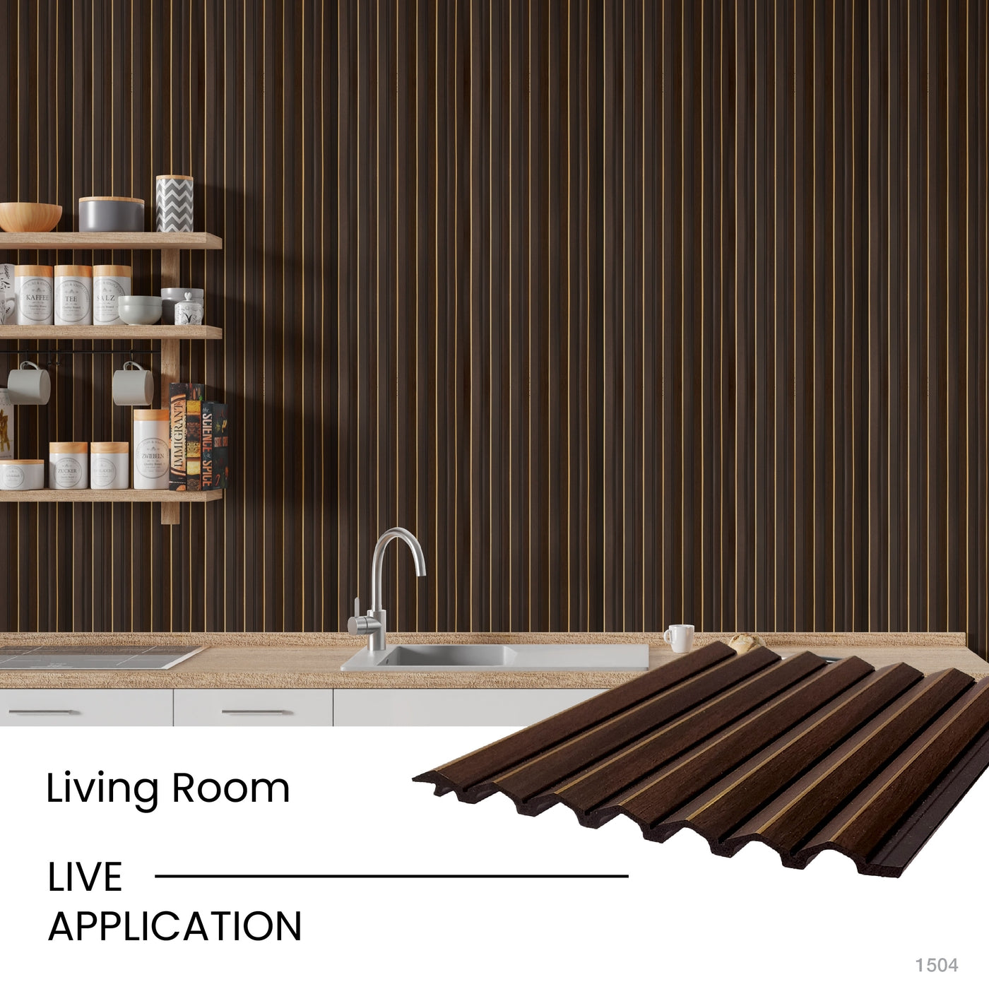 Gilded Dark Oak Corrugated Polypropylene Interior Decorative Wall Panel