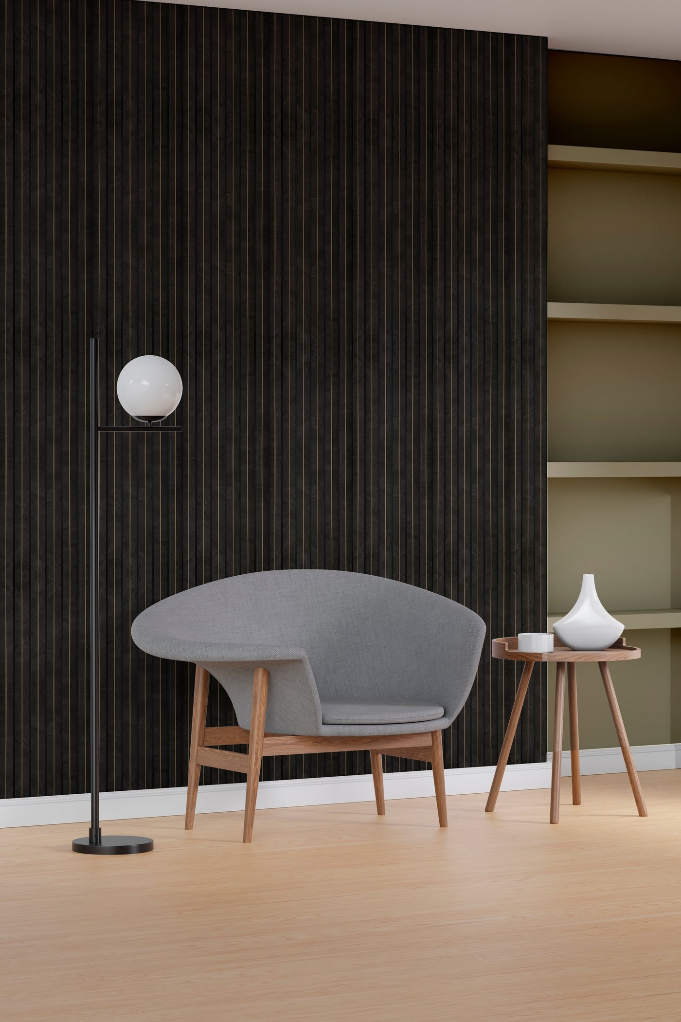 Gilded Charcoal Corrugated Polypropylene Interior Decorative Wall Panel