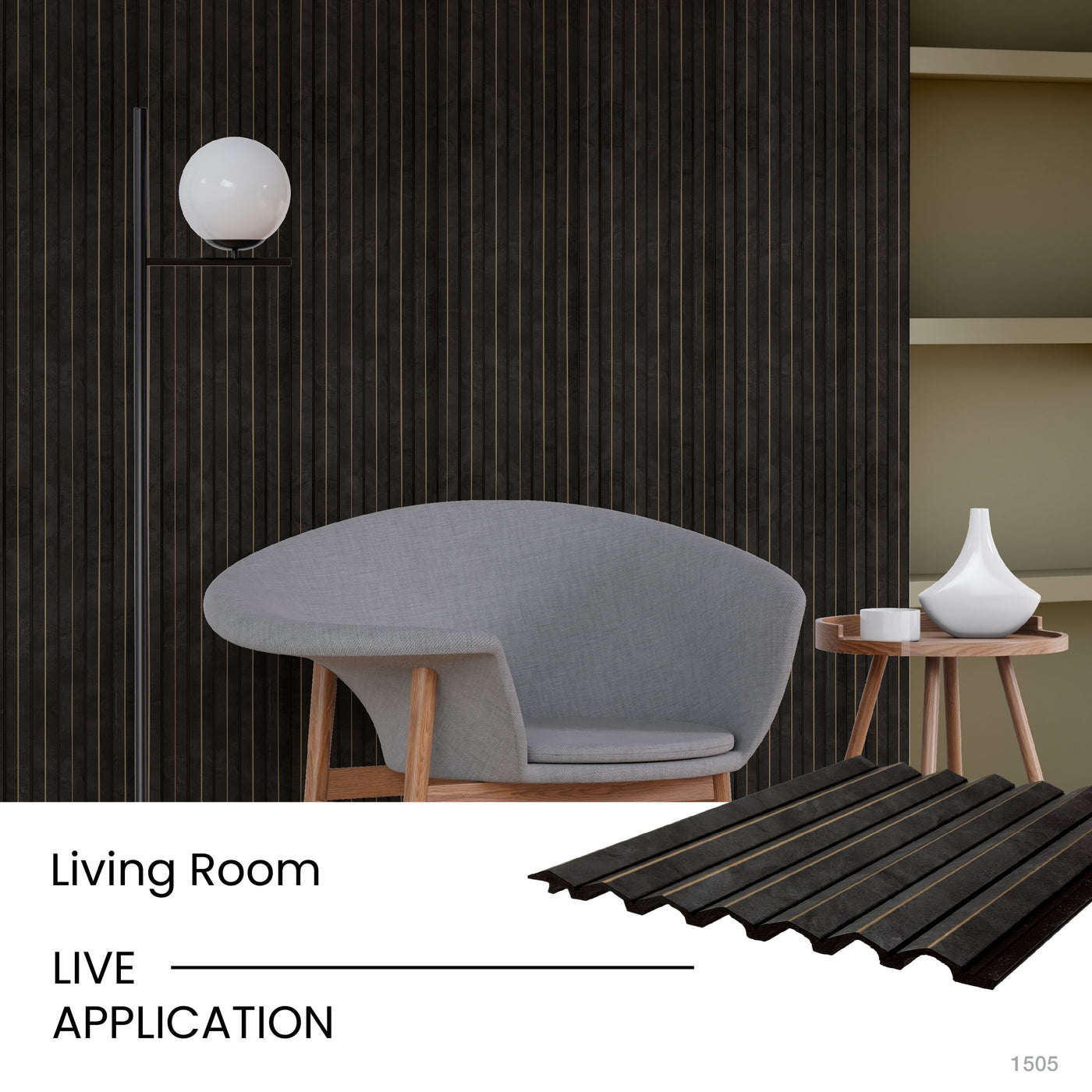 Gilded Charcoal Corrugated Polypropylene Interior Decorative Wall Panel