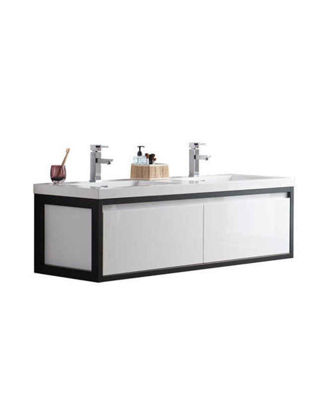 Lake 60" Wall Mounted Bathroom Vanity with Reinforced Acrylic Integrated Sink Top
