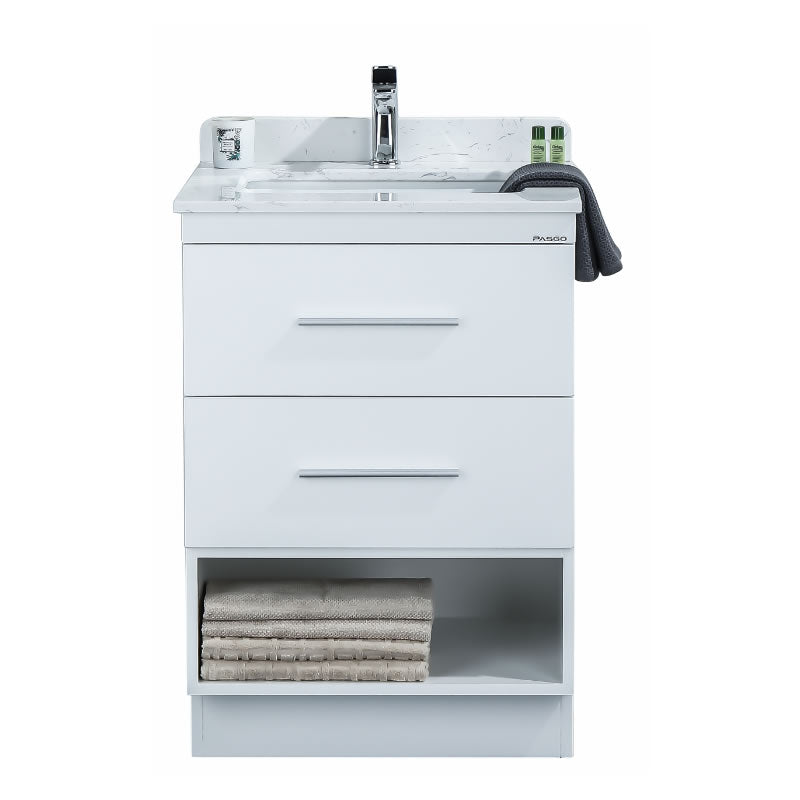 Himmel 24" Freestanding Bathroom Vanity with Carrara Quartz Top and Porcelain Undermount Sink