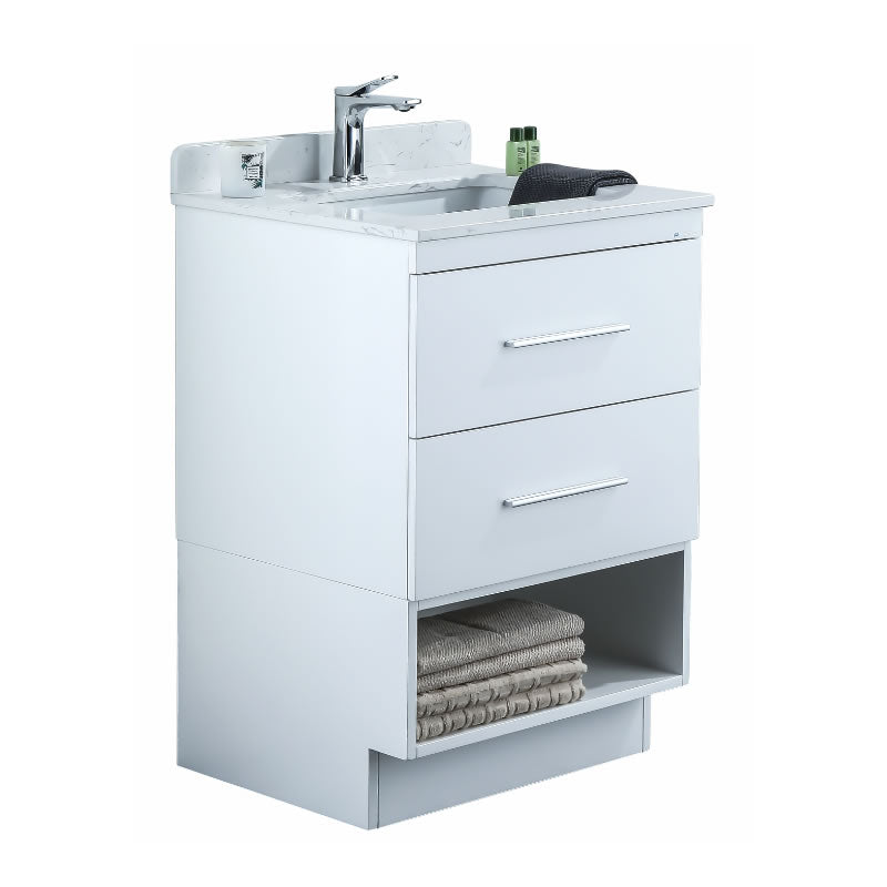 Himmel 24" Freestanding Bathroom Vanity with Carrara Quartz Top and Porcelain Undermount Sink