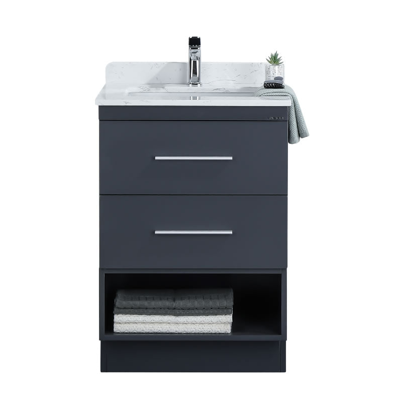 Himmel 24" Freestanding Bathroom Vanity with Carrara Quartz Top and Porcelain Undermount Sink