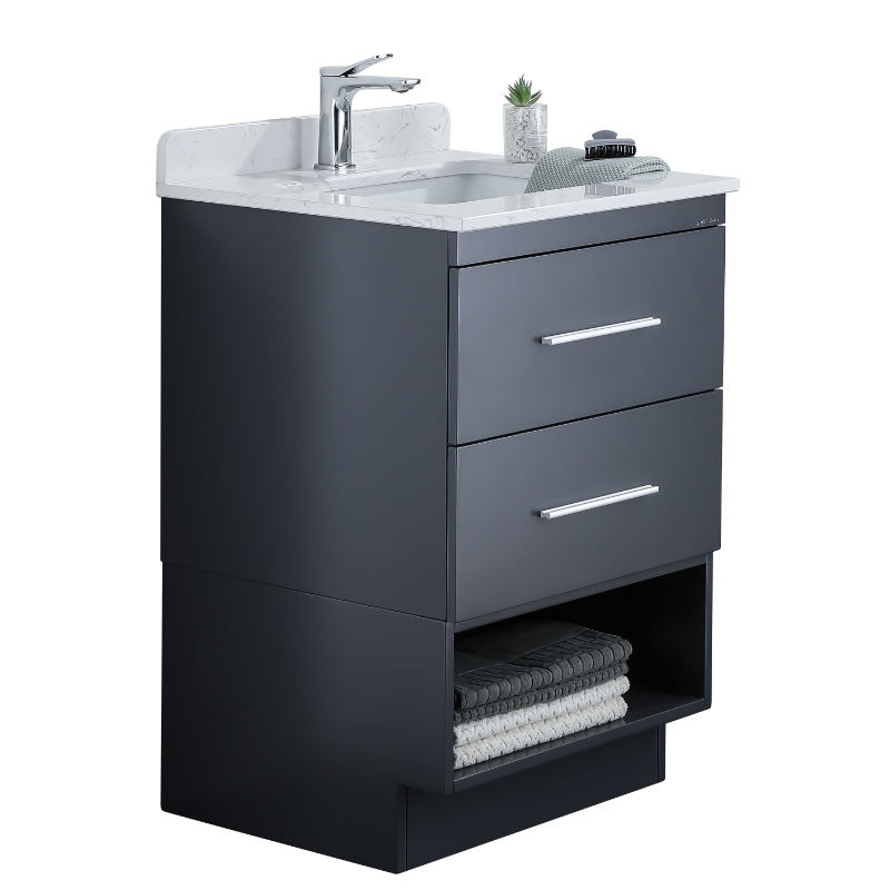 Himmel 24" Freestanding Bathroom Vanity with Carrara Quartz Top and Porcelain Undermount Sink