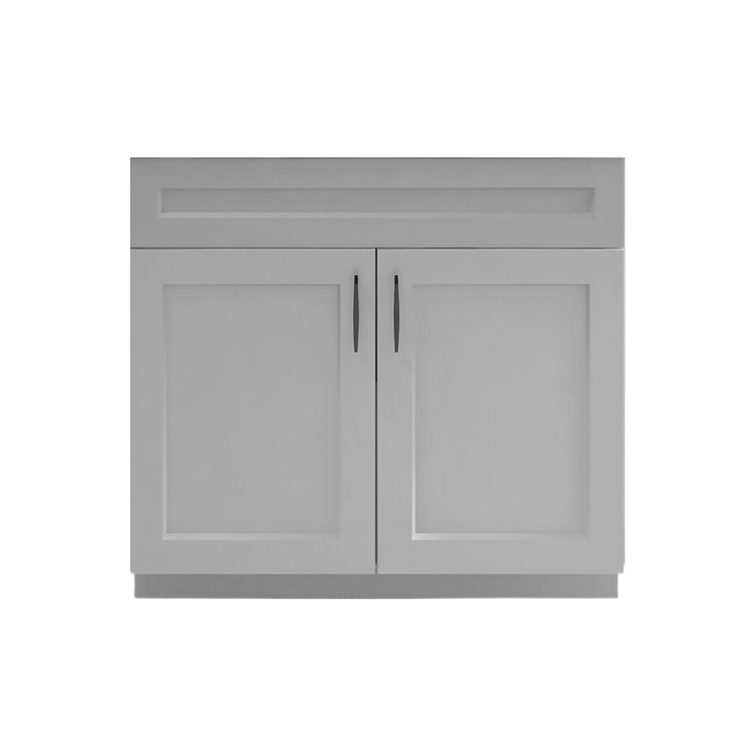 RTA Light Grey Shaker 36" Freestanding Bathroom Vanity Sink Base with Optional Quartz or Ceramic Countertop