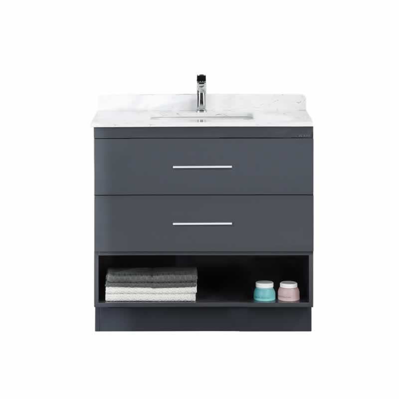 Himmel 36" Freestanding Bathroom Vanity with Carrara Quartz Top and Porcelain Undermount Sink