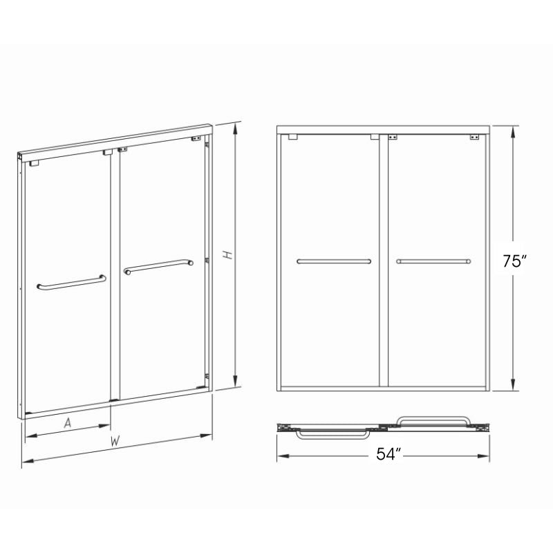 Yumi Semi-Frameless Double Sliding Shower Door