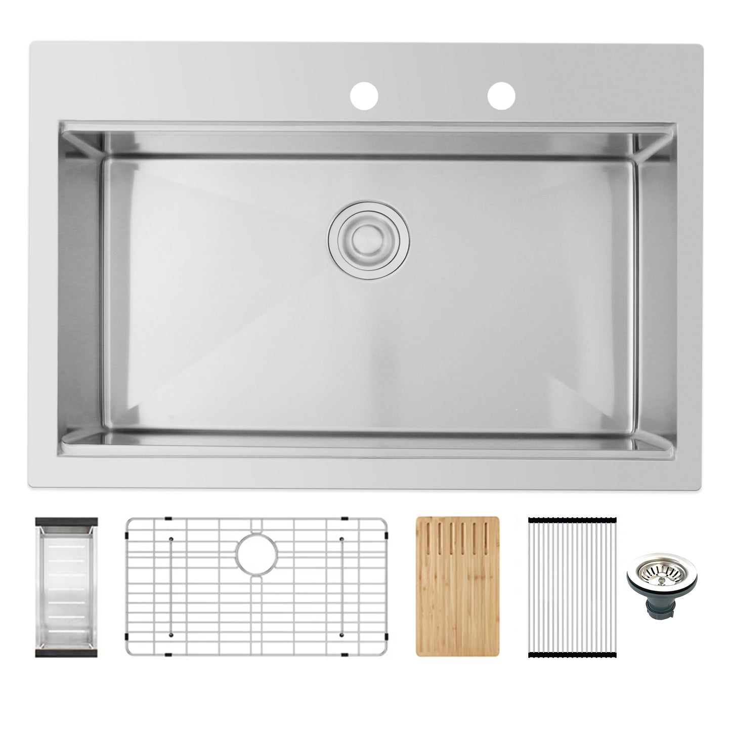 Mandy 33" Stainless Steel Top Mount Kitchen Sink with Workstation