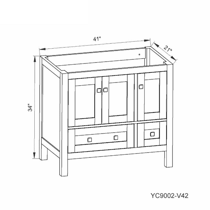 Elvin 42" Freestanding Bathroom Vanity with Carrara Quartz Top and Porcelain Undermount Sink