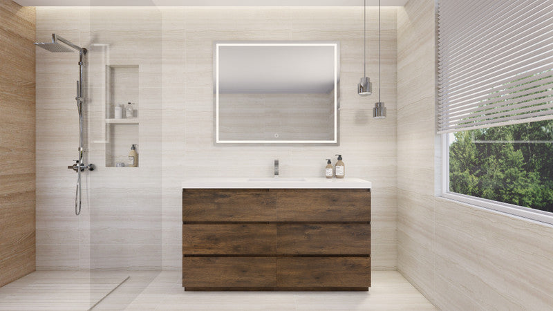 Angeles 60" Freestanding Bathroom Vanity with Reinforced Acrylic Integrated Sink Top