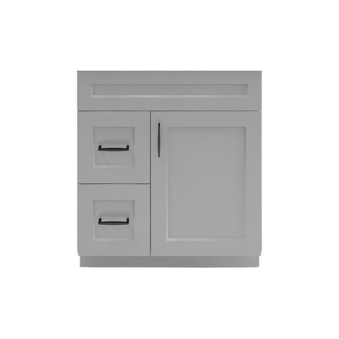 RTA Light Grey Shaker 30" Freestanding Bathroom Vanity Combo Base with Optional Quartz or Ceramic Countertop