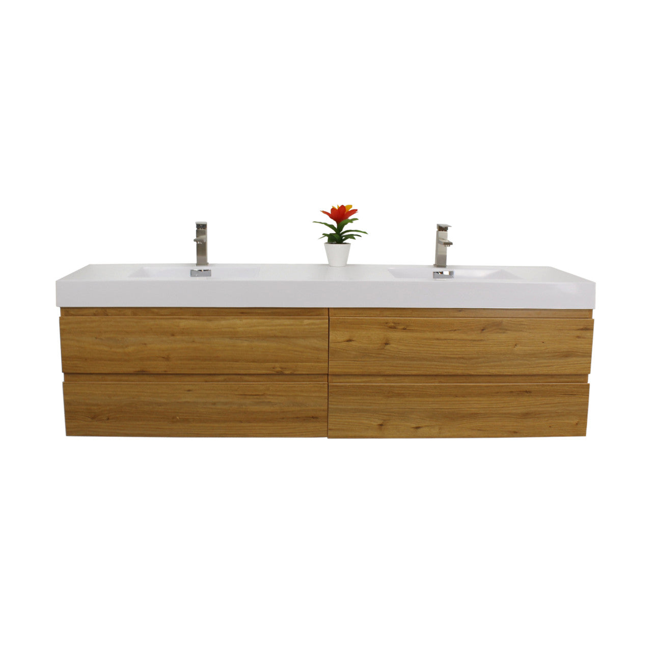 Fortune 84" Wall Mounted Bathroom Vanity with Reinforced Acrylic Integrated Sink Top