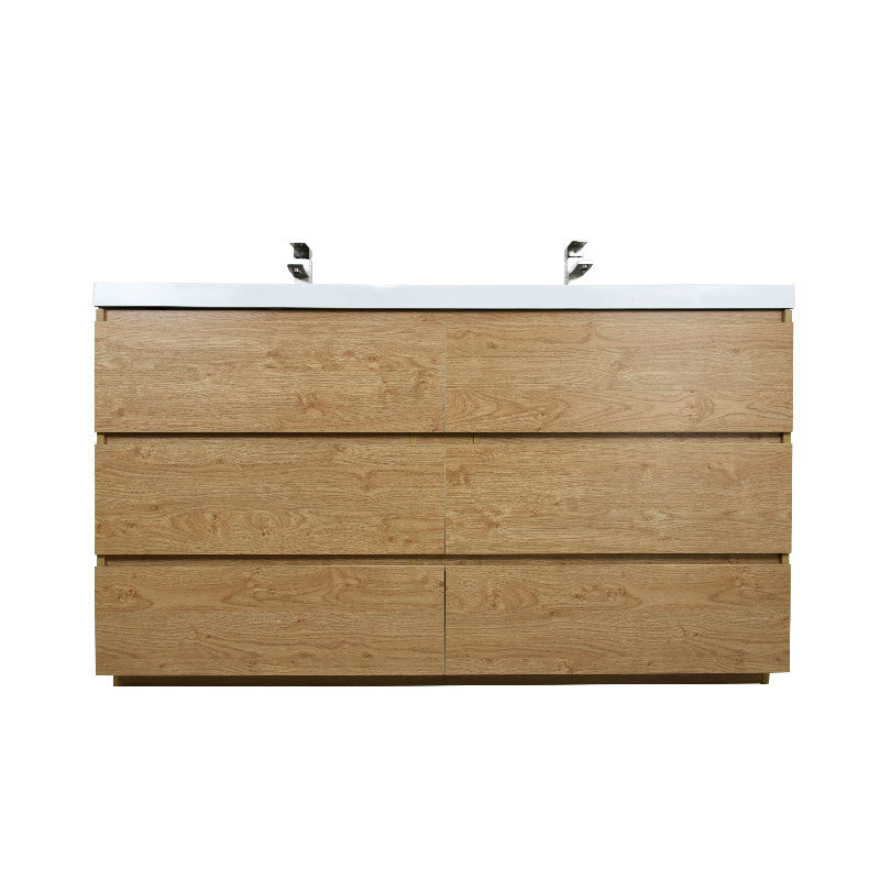 Angeles 60" Freestanding Bathroom Vanity with Reinforced Acrylic Integrated Sink Top