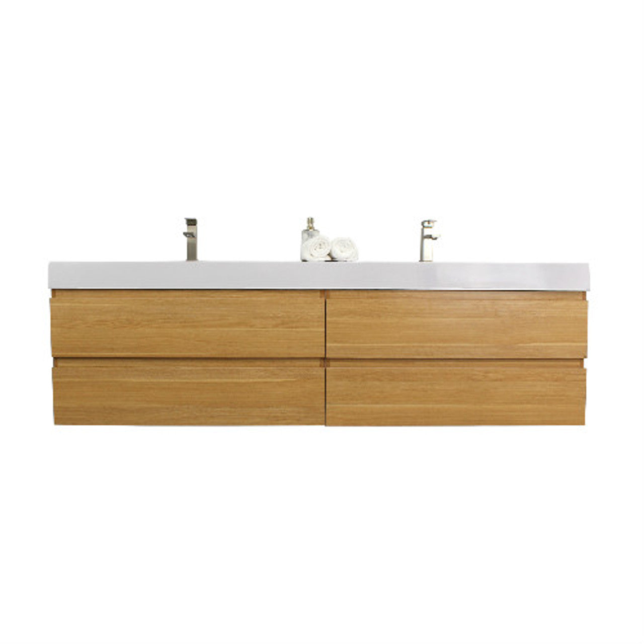 Fortune 84" Wall Mounted Bathroom Vanity with Reinforced Acrylic Integrated Sink Top