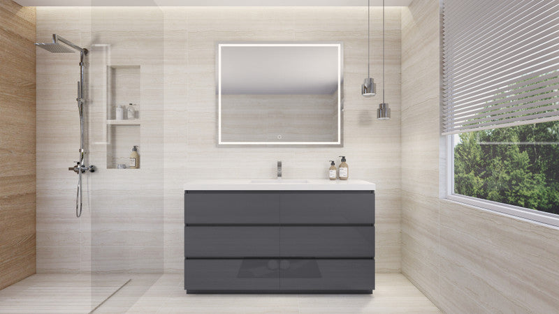 Angeles 60" Freestanding Bathroom Vanity with Reinforced Acrylic Integrated Sink Top