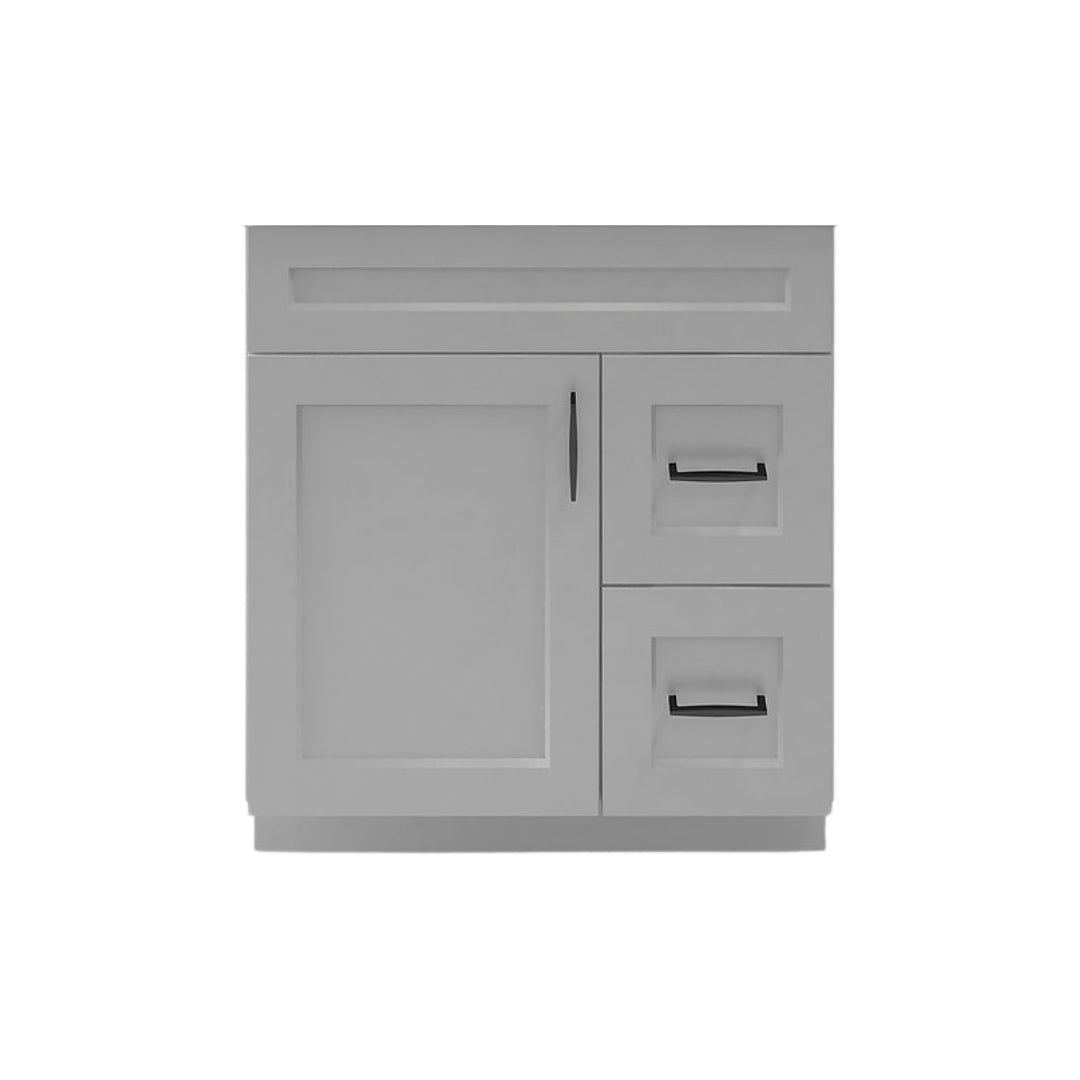 RTA Light Grey Shaker 30" Freestanding Bathroom Vanity Combo Base with Optional Quartz or Ceramic Countertop