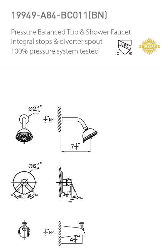 Selma Shower & Tub Combo Faucet