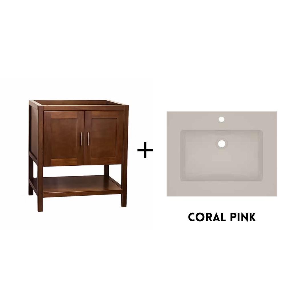 Monterey 30" Freestanding Bathroom Vanity with Solid Surface Integrated Sink Top