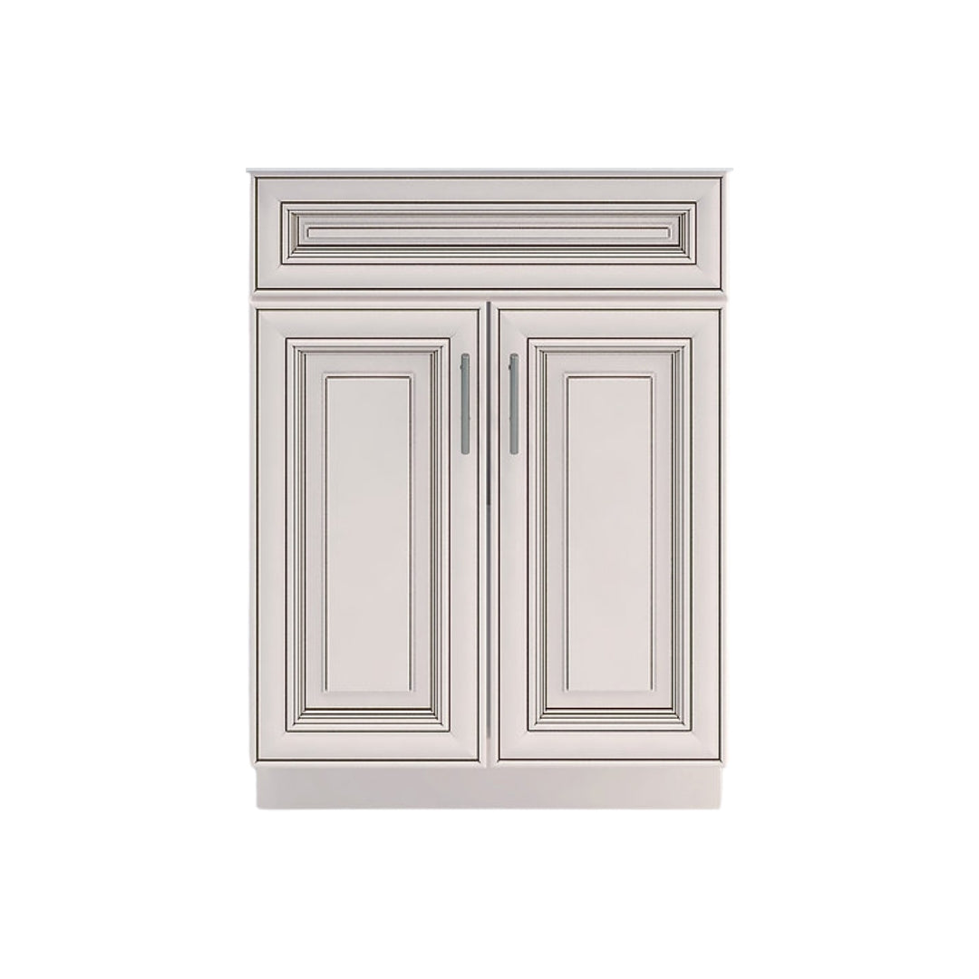 RTA Antique White Raised Panel 24" Freestanding Bathroom Vanity Sink Base with Optional Quartz or Ceramic Countertop